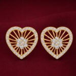 Yellow Gold Natural Diamond Heart Cluster Earrings | Elegant Diamond Stud Earrings for Women