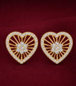 Yellow Gold Natural Diamond Heart Cluster Earrings | Elegant Diamond Stud Earrings for Women