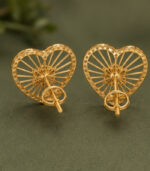 Yellow Gold Natural Diamond Heart Cluster Earrings | Elegant Diamond Stud Earrings for Women - Image 3