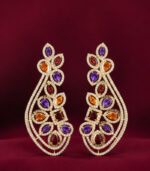 Yellow Gold Multi-Gemstone Diamond Earrings | Natural Gemstone Statement Earrings | Designer Fine Jewellery