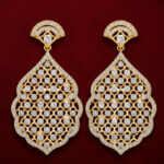 Yellow Gold Natural Diamond Filigree Earrings | Rosette Designer Diamond Earrings | Fine Jewellery