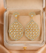 Yellow Gold Natural Diamond Filigree Earrings | Rosette Designer Diamond Earrings | Fine Jewellery - Image 2