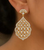 Yellow Gold Natural Diamond Filigree Earrings | Rosette Designer Diamond Earrings | Fine Jewellery - Image 4