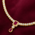 Yellow Gold Natural Ruby Diamond Necklace | Imperial Drop Designer Necklace | Luxury Gemstone Jewellery