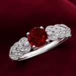 Yellow Gold Ruby Solitaire Engagement Ring | Vintage Style Ruby Ring | Milgrain Diamond Ring
