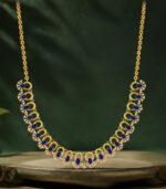 Natural Blue Sapphire Emerald Diamond Necklace | Cosmic Designer Gemstone Necklace | Fine Jewellery - Image 2