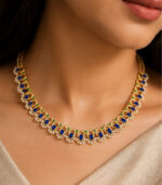 Natural Blue Sapphire Emerald Diamond Necklace | Cosmic Designer Gemstone Necklace | Fine Jewellery - Image 4