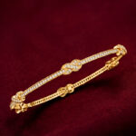 Yellow Gold Natural Diamond Bangle | Infinity Linear Diamond Bangle | Elegant Fine Jewellery