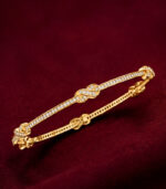 Yellow Gold Natural Diamond Bangle | Infinity Linear Diamond Bangle | Elegant Fine Jewellery