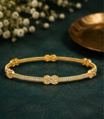 Yellow Gold Natural Diamond Bangle | Infinity Linear Diamond Bangle | Elegant Fine Jewellery - Image 2