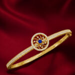 Yellow Gold Blue Sapphire Diamond Bangle | Neelam Chakra Gemstone Bangle | Natural Sapphire Jewellery