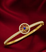 Yellow Gold Blue Sapphire Diamond Bangle | Neelam Chakra Gemstone Bangle | Natural Sapphire Jewellery