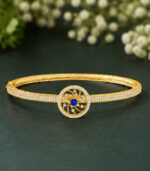 Yellow Gold Blue Sapphire Diamond Bangle | Neelam Chakra Gemstone Bangle | Natural Sapphire Jewellery - Image 2