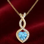 White Gold Heart-Shaped Aquamarine Pendant | Infinity Pendant with Diamonds | Fine Jewellery