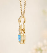 White Gold Heart-Shaped Aquamarine Pendant | Infinity Pendant with Diamonds | Fine Jewellery - Image 2