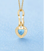 White Gold Heart-Shaped Aquamarine Pendant | Infinity Pendant with Diamonds | Fine Jewellery - Image 3