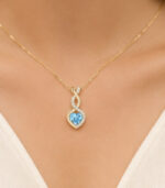 White Gold Heart-Shaped Aquamarine Pendant | Infinity Pendant with Diamonds | Fine Jewellery - Image 4