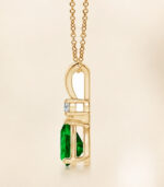 Yellow Gold Lab-Grown Emerald Pendant | Teardrop Emerald Diamond Pendant | V-Bale Fine Jewellery - Image 2