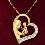 Yellow Gold Mother & Baby Diamond Heart Pendant | Natural Diamond Pendant for New Moms | Fine Jewellery