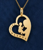 Yellow Gold Mother & Baby Diamond Heart Pendant | Natural Diamond Pendant for New Moms | Fine Jewellery - Image 3