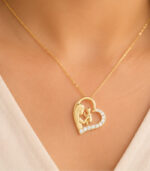 Yellow Gold Mother & Baby Diamond Heart Pendant | Natural Diamond Pendant for New Moms | Fine Jewellery - Image 4