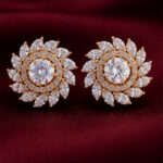 Yellow Gold Diamond Floral Stud Earrings | Luxury Designer Earrings