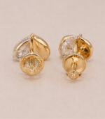 Yellow Gold Heart Diamond Stud Earrings for Women | Elegant Gold Earrings - Image 2
