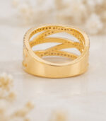 Yellow Gold Criss-Cross Diamond Ring for Women | Contemporary Designer Ring - Image 2