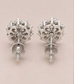 Yellow Gold Diamond Floral Stud Earrings for Women | Designer Cluster Gold Earrings - Image 3