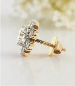 Yellow Gold Diamond Cluster Stud Earrings for Women | Elegant Fine Gold Jewellery - Image 3