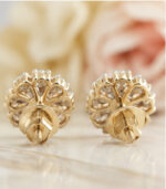 Yellow Gold Diamond Cluster Stud Earrings for Women | Elegant Fine Gold Jewellery - Image 4