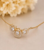 Yellow Gold Diamond Circle Pendant Necklace for Women | Elegant Three-Circle Designer Gold Pendant - Image 2