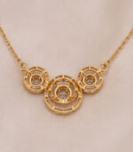 Yellow Gold Diamond Circle Pendant Necklace for Women | Elegant Three-Circle Designer Gold Pendant - Image 3