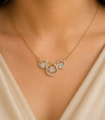 Yellow Gold Diamond Circle Pendant Necklace for Women | Elegant Three-Circle Designer Gold Pendant - Image 4