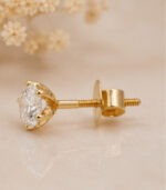 Yellow Gold Diamond Stud Earrings for Women | Classic Solitaire-Inspired Gold Earrings | Fine Jewellery - Image 3