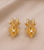 Yellow Gold Diamond Stud Earrings for Women | Classic Solitaire-Inspired Gold Earrings | Fine Jewellery - Image 4
