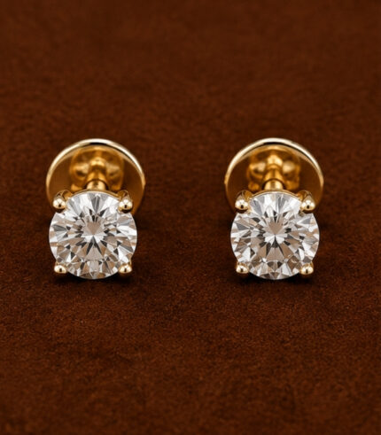 White Gold Diamond Solitaire-Style Stud Earrings for Women | Classic Fine Jewellery