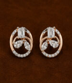 Rose & White Gold Diamond Hoop Earrings for Women | Contemporary Designer Earrings