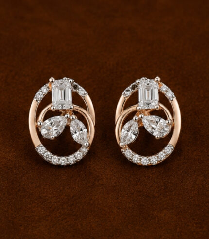 Rose & White Gold Diamond Hoop Earrings for Women | Contemporary Designer Earrings
