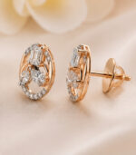 Rose & White Gold Diamond Hoop Earrings for Women | Contemporary Designer Earrings - Image 2