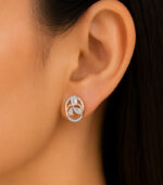 Rose & White Gold Diamond Hoop Earrings for Women | Contemporary Designer Earrings - Image 4