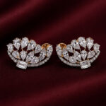 Yellow Gold Diamond Floral Stud Earrings | Designer Gold Earrings for Women | Fine Jewellery