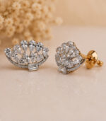 Yellow Gold Diamond Floral Stud Earrings | Designer Gold Earrings for Women | Fine Jewellery - Image 2