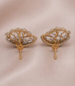 Yellow Gold Diamond Floral Stud Earrings | Designer Gold Earrings for Women | Fine Jewellery - Image 3