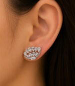 Yellow Gold Diamond Floral Stud Earrings | Designer Gold Earrings for Women | Fine Jewellery - Image 4