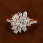 Rose Gold Diamond Floral Ring for Women | Designer Flower Gold Ring | Fine Jewellery