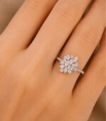 Rose Gold Diamond Floral Ring for Women | Designer Flower Gold Ring | Fine Jewellery - Image 4