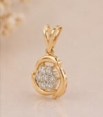 Yellow Gold Diamond Circle Pendant | Modern Designer Gold Pendant for Women | Fine Jewellery - Image 2