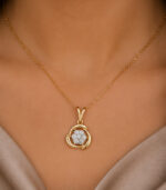 Yellow Gold Diamond Circle Pendant | Modern Designer Gold Pendant for Women | Fine Jewellery - Image 4