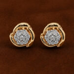 Yellow Gold Diamond Stud Earrings | Classic Round Gold Earrings for Women | Lightweight Fine Jewellery